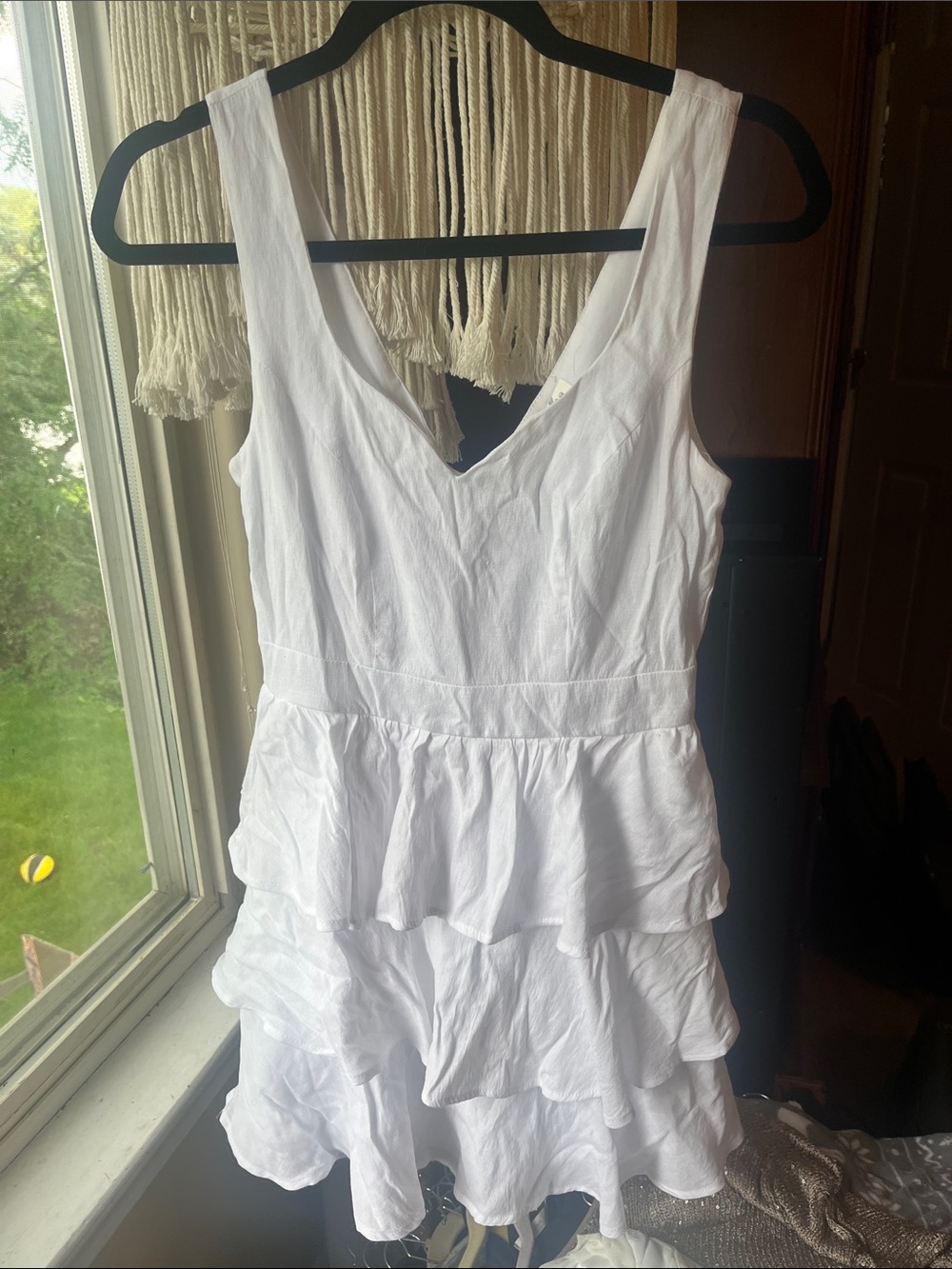 Altar'd State White Sleeveless Tiered Ruffle Dress
